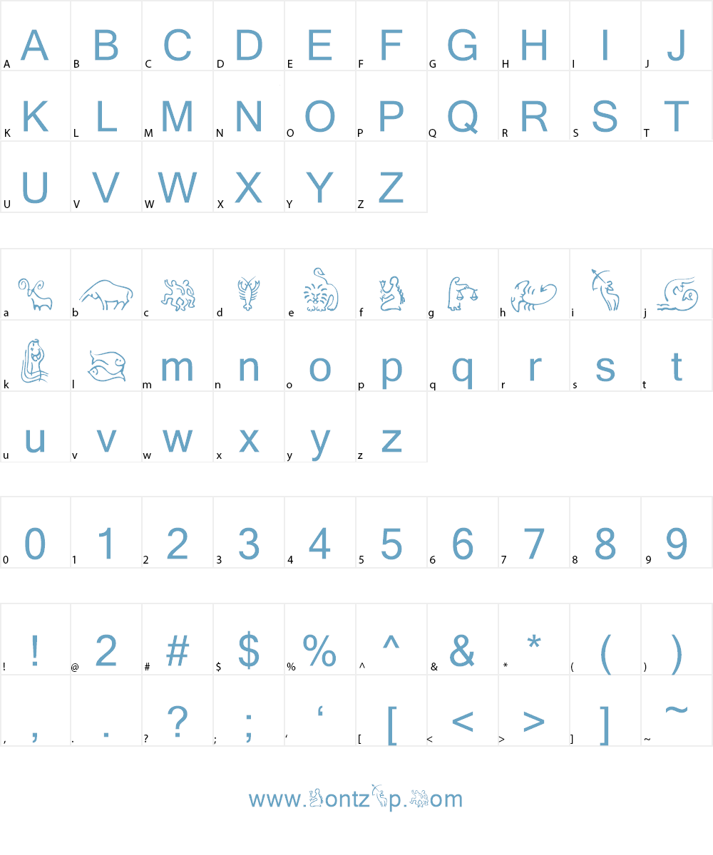SL Zodiac Icons Font Character